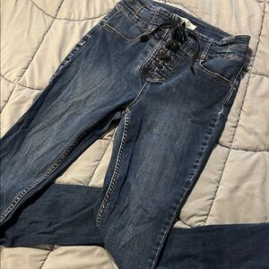 We The Free Dark Blue Lace-Up Skinny Jeans size 29 womens